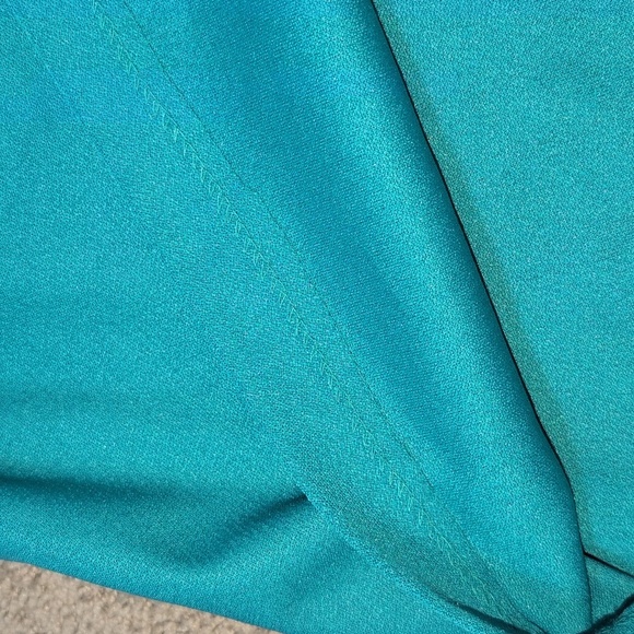 Good Times 80s Vintage Pleated Party Cocktail Dress Teal Size 8P Lace Detail - Picture 10 of 11